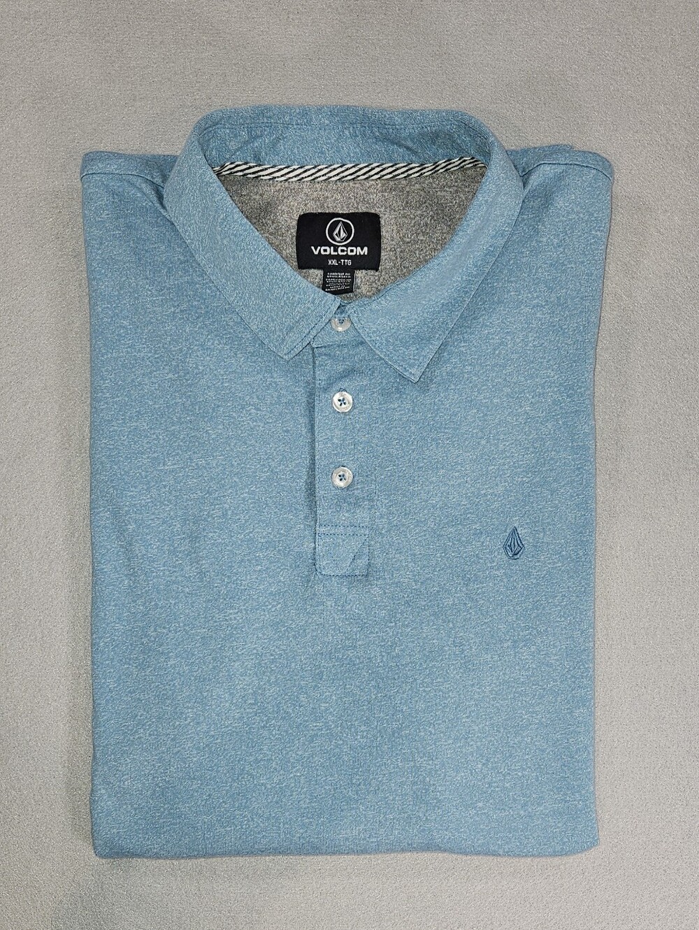 Volcom Men's 2XL Light Blue Short Sleeve Polo Shirt - Picture 10 of 11